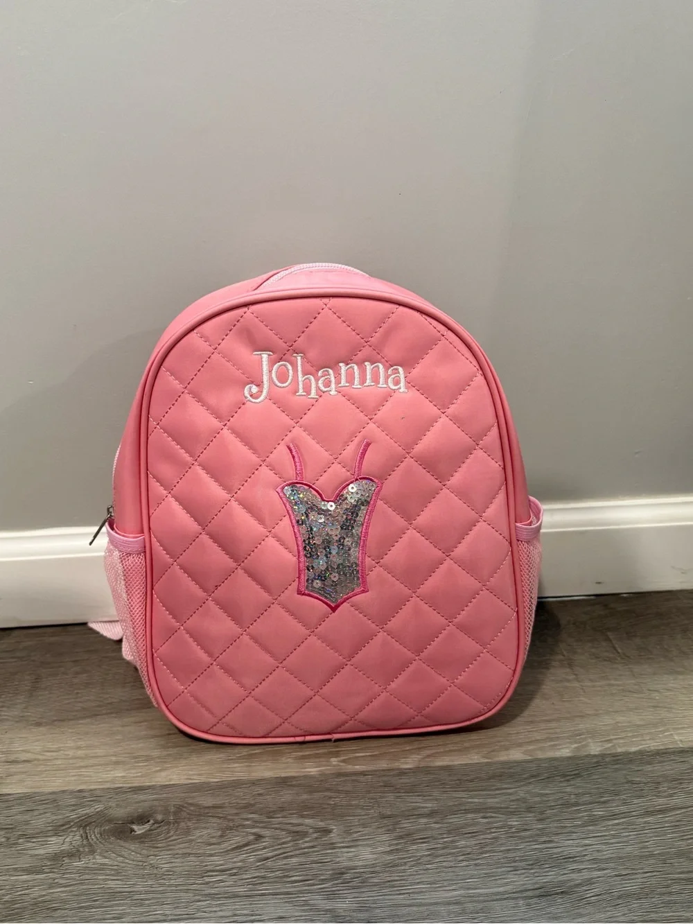 Othr Pink Quilted Kids Backpack with Sequin Ballerina